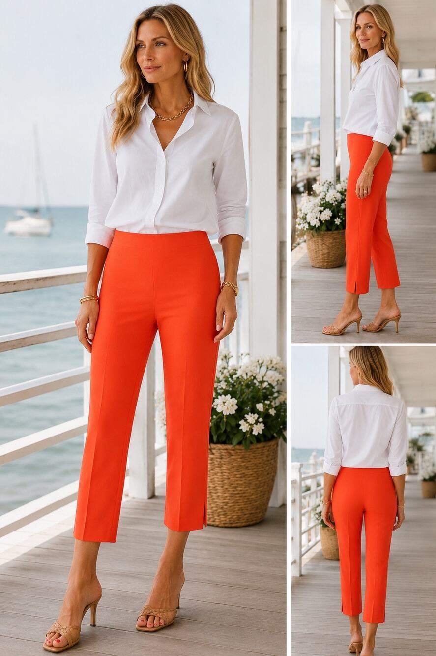 Lafayette 148 New York Cropped Bleecker Pants 6 Orange Quiet Luxury Resort 6